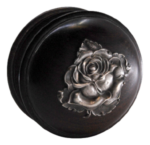 Wooden Jewelry Box with Silver Application and Flower-Shaped Lid