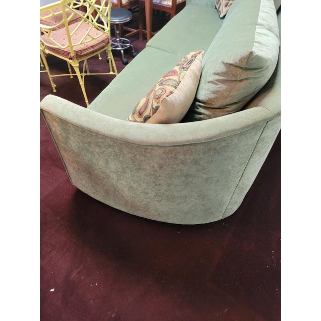 1980s Directional Sofa in Green Velvet Modern For Sale In Greensboro - Image 6 of 9