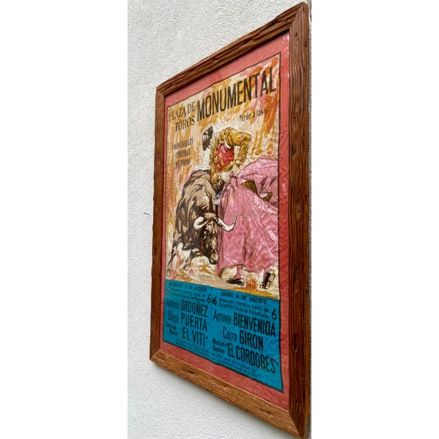 Mid-Century Modern Framed Spanish Bullfighting Textile Poster, 1969 For Sale - Image 3 of 7
