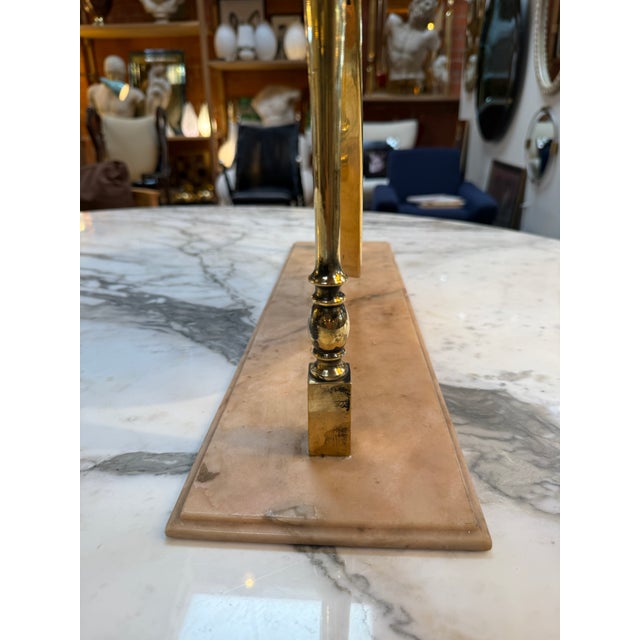 Vintage Brass Oval Vanity Mirror With Marble Base For Sale - Image 4 of 10