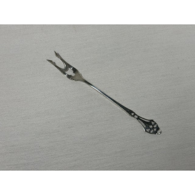 Victorian Antique Webster Co. Sterling Silver Two Tine Butter Pick Art Nouveau Style Condiment Fork For Sale - Image 3 of 9
