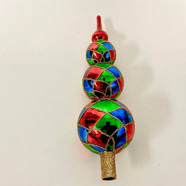 Mid-Century Boho Chic Hollywood Regency Czechosolvakian Blown Mercury Glass Christmas Tree Topper For Sale - Image 11 of 16