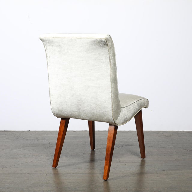 Art Deco Button-Back Velvet & Walnut Chair by Russel Wright for Conant Ball For Sale - Image 11 of 12