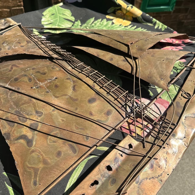 1970s Large Metal Vintage Ship Flat Sculpture For Sale - Image 5 of 8
