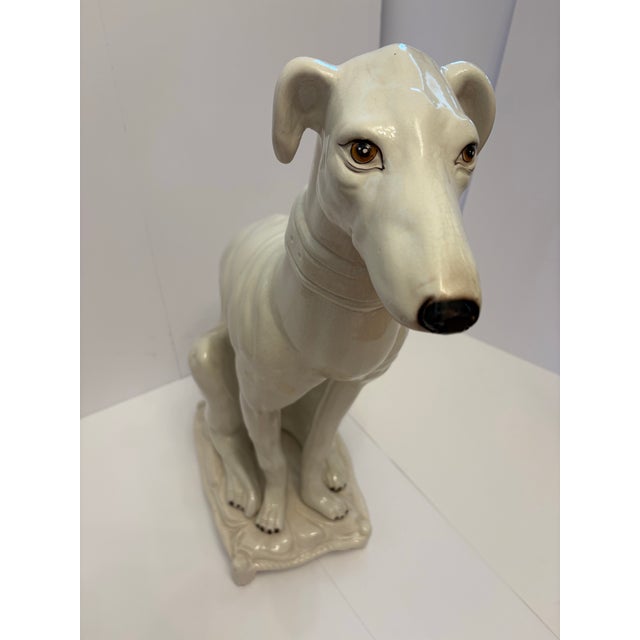 Mid-Century Modern Vintage Italian Ceramic Greyhound Sculpture For Sale - Image 3 of 6