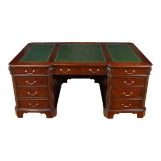 Penhurst Mahogany Desk With Green Leather For Sale