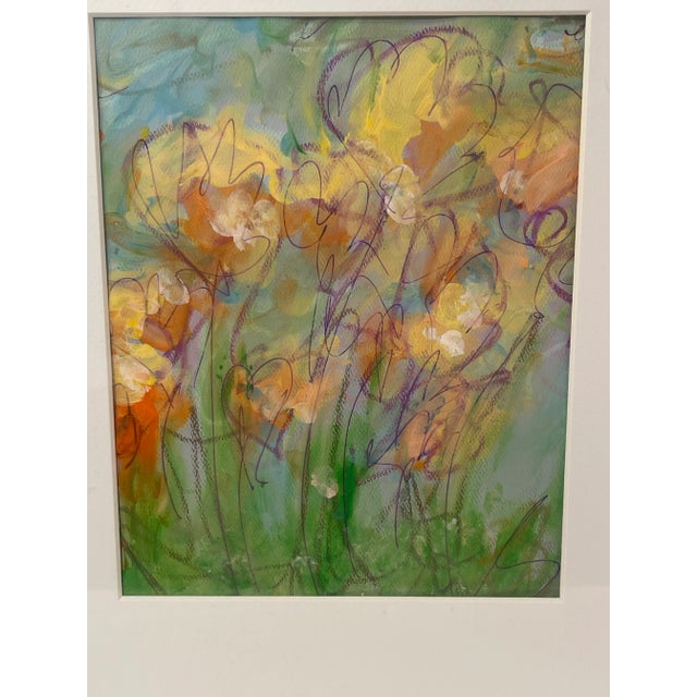Original mixed media artwork. Abstract “Flowers in a field.” (Lennon Art Guild Original) Beautiful abstract flowers gently...