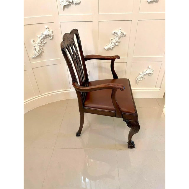 Antique Victorian Carved Mahogany Desk Chair For Sale - Image 12 of 16