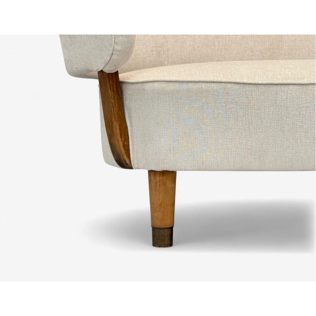 Aage Sattrup, Beech, Fabric, Floating Sofa, Denmark, 1950s For Sale In New York - Image 6 of 10