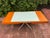 Cattelan Italia Extendable Desk / Dining Table with White Center Panel Under Glass and Sculptural Metal Base Elegant...