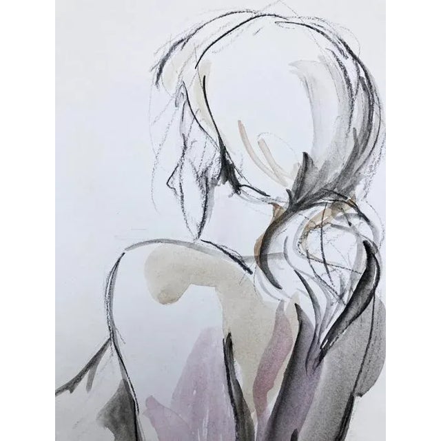 Quick sketch of figure drawn from life by artist Kathleen Ney. Painted in gouache, ink and charcoal on 18" x 24" drawing...