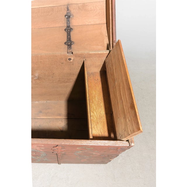 Antique Danish Hand-Painted Dome Top Blanket Chest, Dated 1810 For Sale - Image 4 of 6