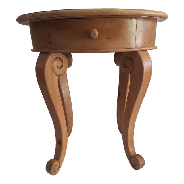 Vintage Oval Accent Table With Cabriole Legs For Sale