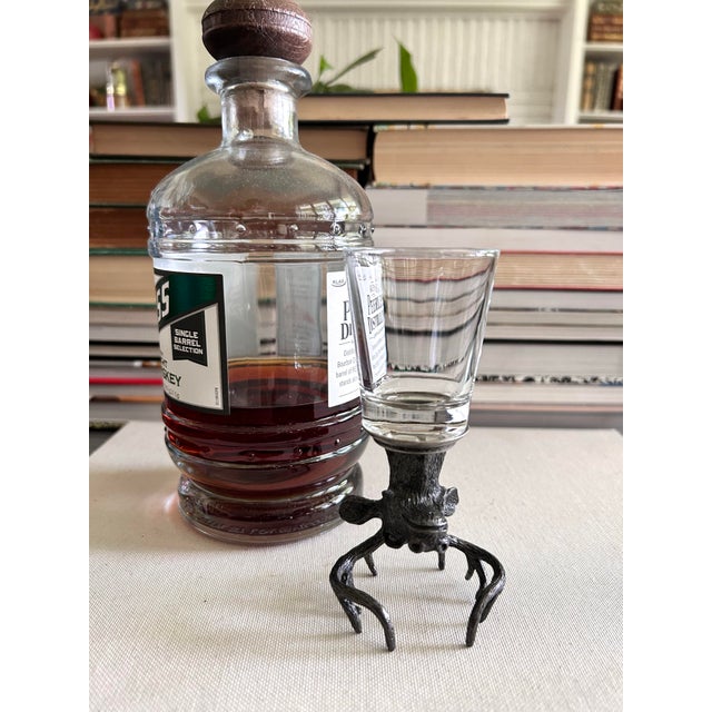 Rustic Vintage Pewter Stag Head Shot Glass For Sale - Image 3 of 6