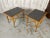 Stone Wooden X Base Granite Top Side Tables For Sale - Image 7 of 13