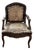 Antique 19th Century French Louis XV Needlepoint Bergere, Fauteuil Chair With Bird and Dog Motif and Velvet Back For Sale