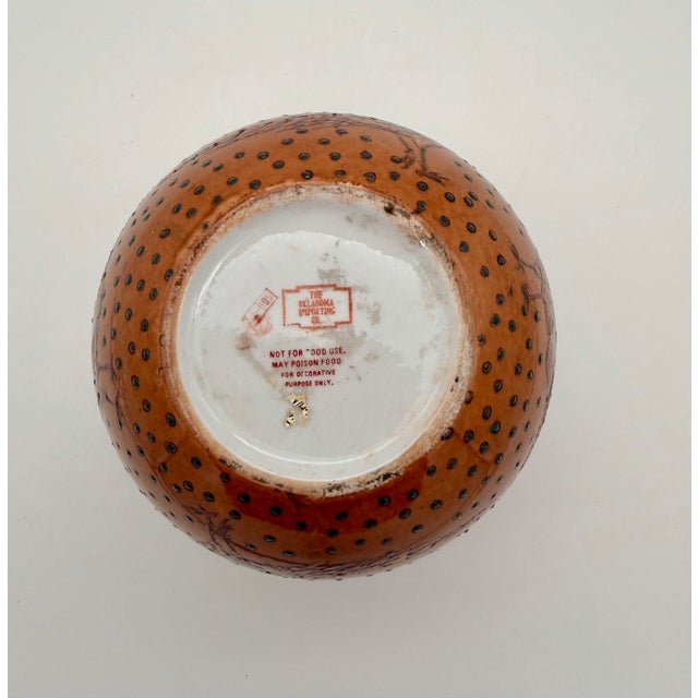 Vintage Chinese Orange Glazed Pheasant Chinoiserie Cachepot For Sale In Houston - Image 6 of 7