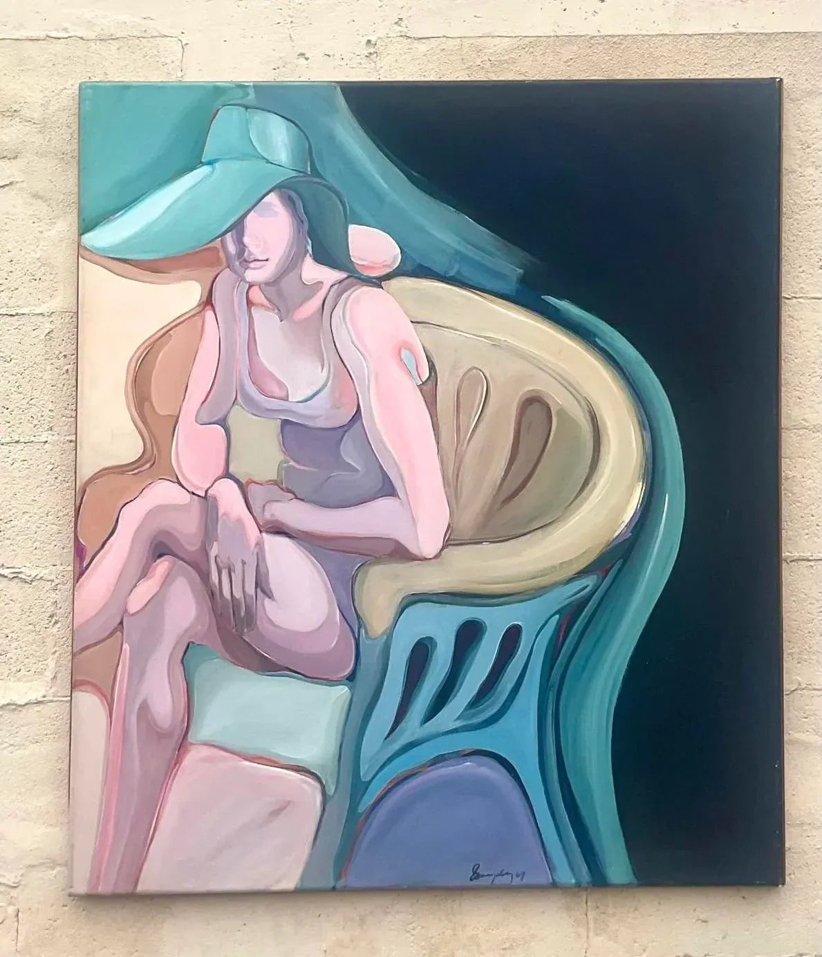 Vintage Monumental Abstract Expressionism Original Oil on Canvas Signed & Dated 1969 — additional photo 6