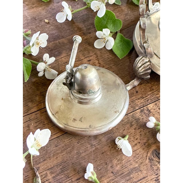 Metal Vintage Silverplate Tilting Tea Set-Teapot Creamer Sugar Bowl-Victorian Style For Sale - Image 7 of 10