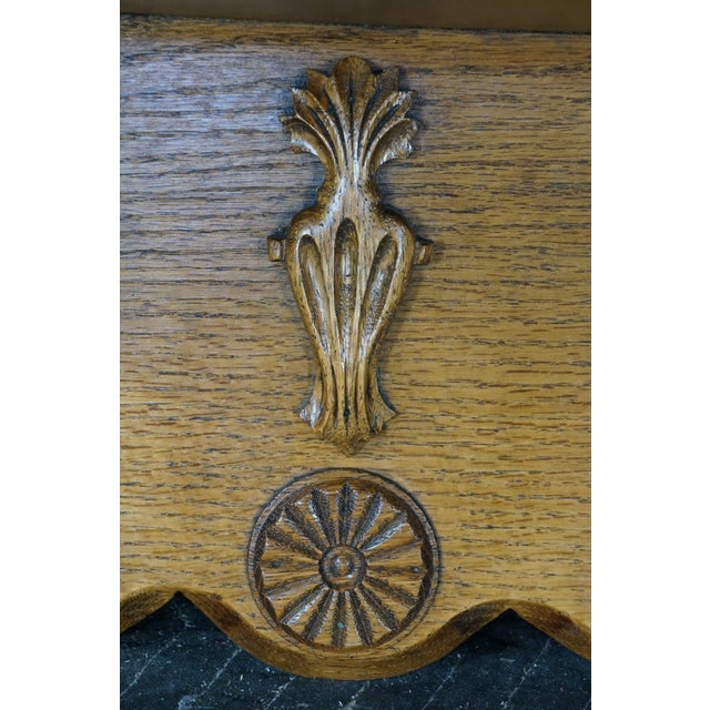 20th Century Victorian Eastlake Revival Carved Oak Wall Shelf Mantel Display 35" For Sale - Image 9 of 16