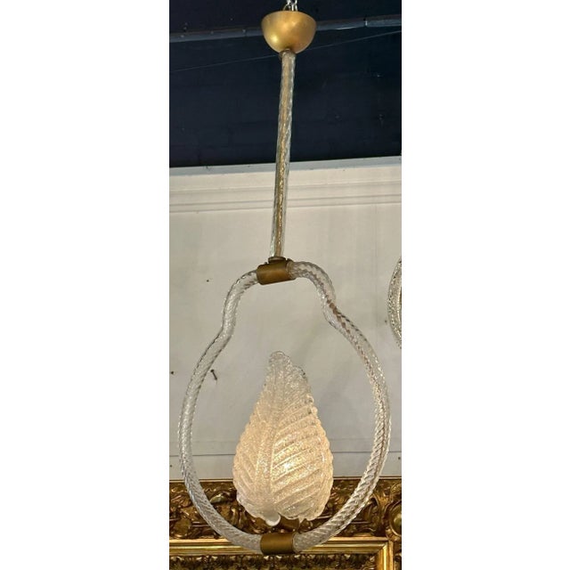 Vintage Italian Murano Glass Leaf Pendant For Sale In Dallas - Image 6 of 6
