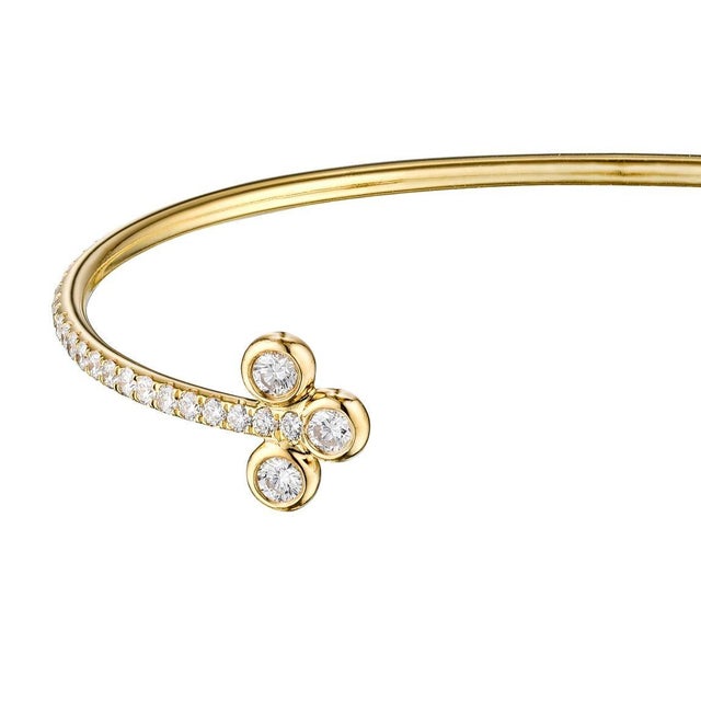 1.75 Carat Micro-Pave Diamond Open Bangle Bracelet 18 Karat Yellow Gold For Sale In New York - Image 6 of 6