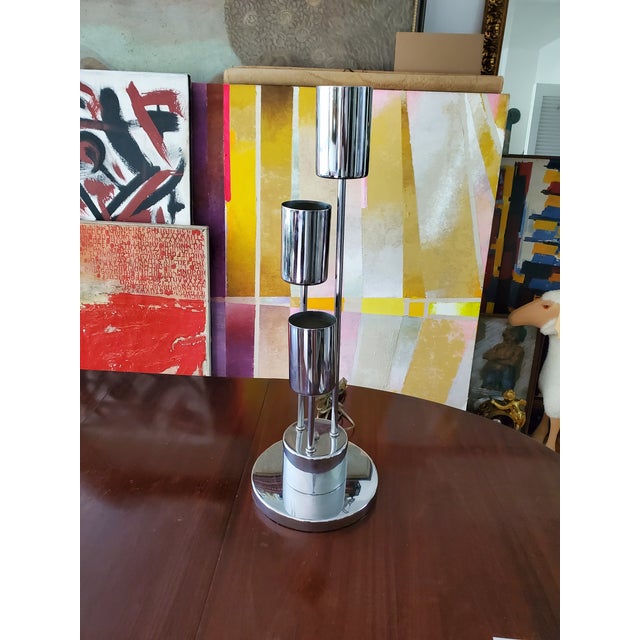 Metal Vintage Mid-Century Modern Chrome Lamp For Sale - Image 7 of 7