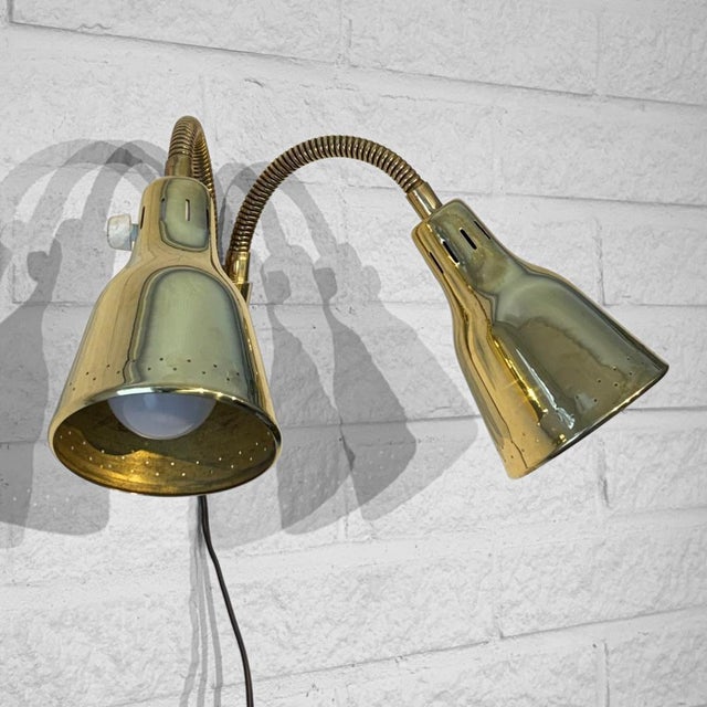 Mid-Century Modern Scandinavian Modernist Model 6744 Wall Lamp in Brass from Pagos, Sweden, 1940s For Sale - Image 3 of 12