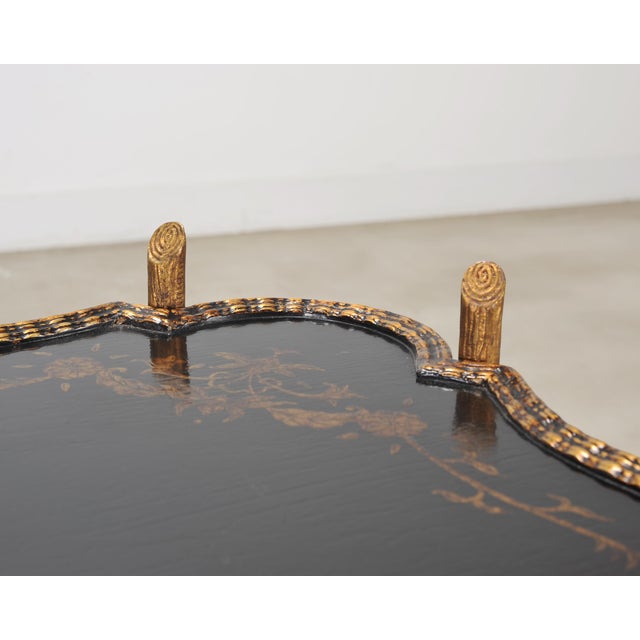 Dennis & Leen Chinoiserie Iron Gilt Tall Tray Cocktail Table For Sale - Image 9 of 18