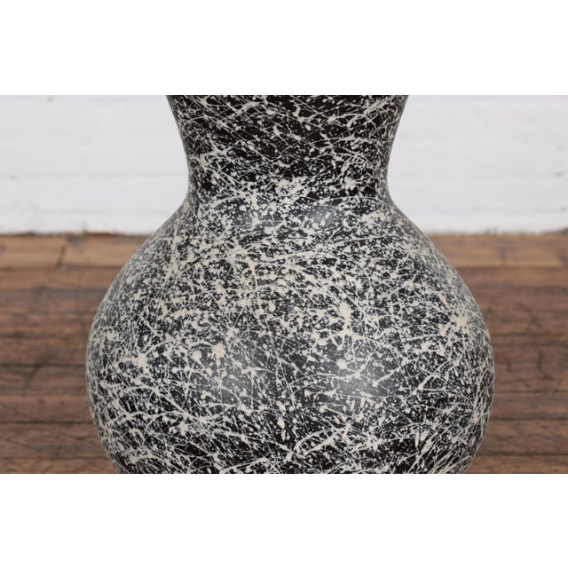 Prem Collection Artisan Made Black and White Vase with Dripping Décor For Sale - Image 9 of 12