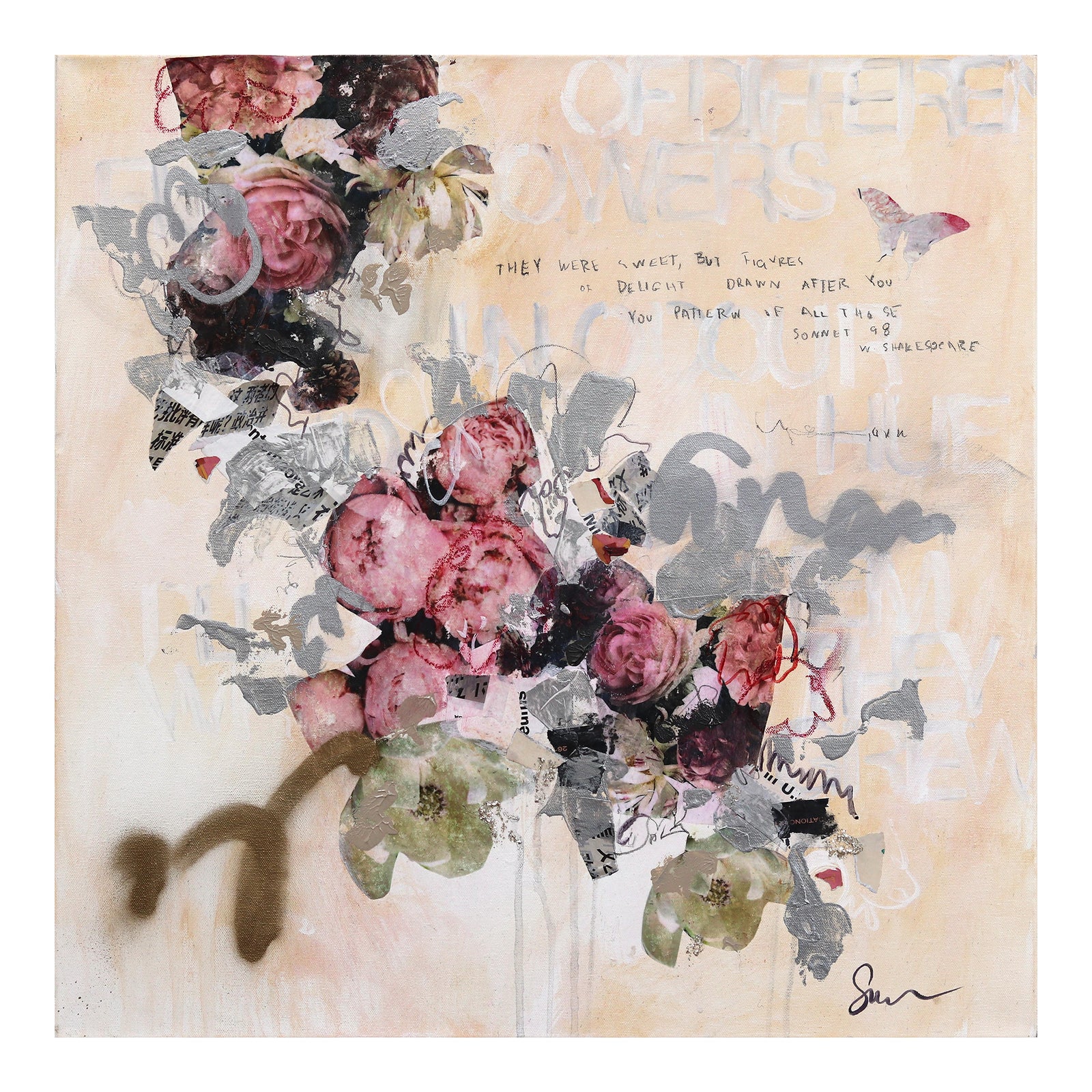 Subway Sonnet #156 - Romantic Mixed Media Abstract Floral Expressionist ...