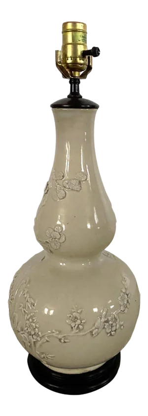 Late 18th Century Chinese Blanc De Chine Porcelain Double Gourd Lamp