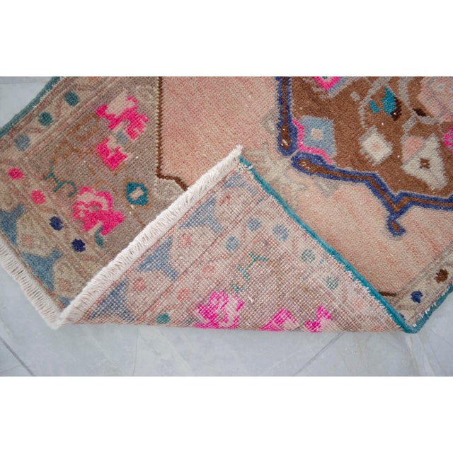 Apricot Turkish Hand Made Small Rug Doormat Enrtyway Decor - 1'10" X 3'9" For Sale - Image 8 of 13