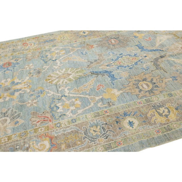 6 X 11 Apadana's Contemporary Sultanabad Blue Wool Rug For Sale - Image 10 of 10