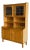 In Style of Henning Kjærnulf Oak Hutch With Glass Doors and Open Shelves Denmark Mid-Century Modern 1960s For Sale
