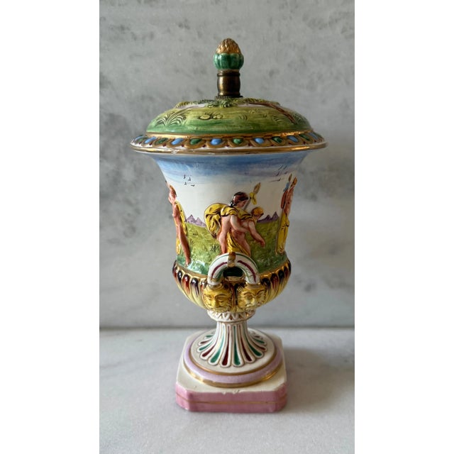 Hand Painted Capodimonte Porcelain Urn For Sale - Image 4 of 14