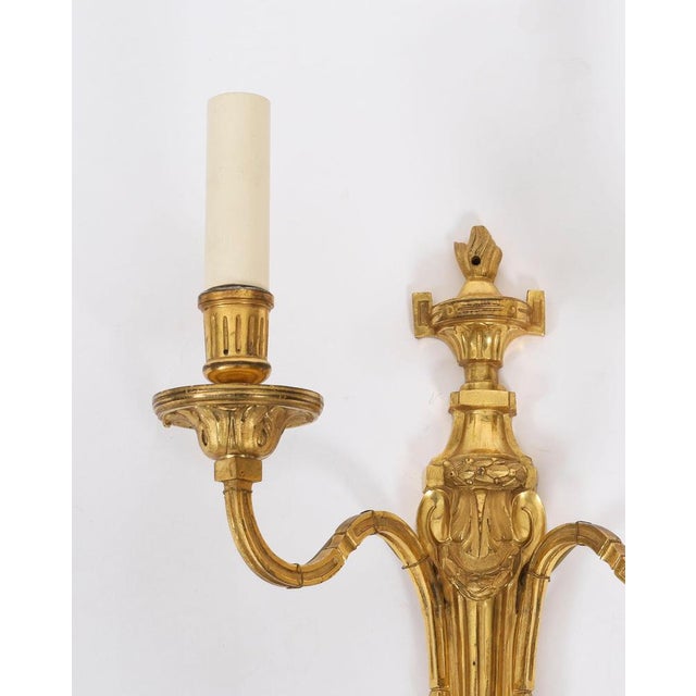Antique French Louis Revival Two-Branch Ormolu Wall Lights, 1880, Set of 2 For Sale - Image 3 of 8