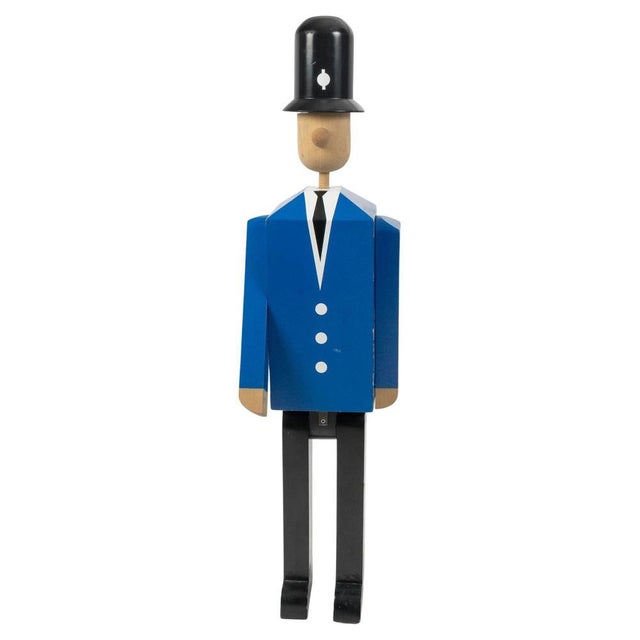 Wood Painted Wood Sculpture of a Bobby with Movable Feet, Arms and Head, 20th Century For Sale - Image 7 of 7