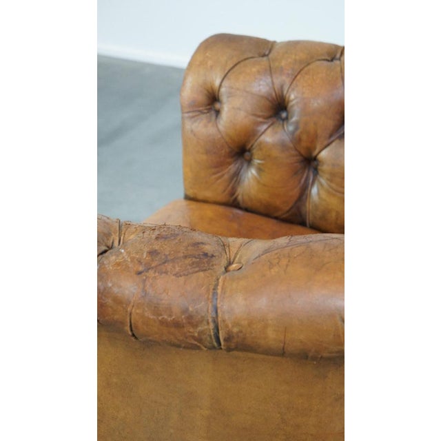 Antique Chesterfield Club Chair in Sheepskin For Sale - Image 14 of 15