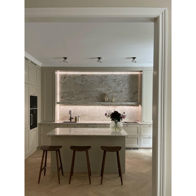 White Kitchen Spotlights with Brass Fittings, Set of 4 For Sale - Image 4 of 12