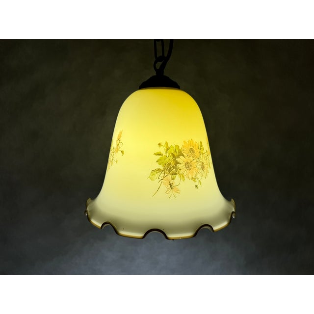 Vintage Floral Glass Pendant Lamp, Italy, 1970s For Sale - Image 3 of 10