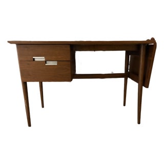 Rare MCM Merton Gershun American of Martinsville Walnut Dropleaf Desk With Aluminum Stars For Sale