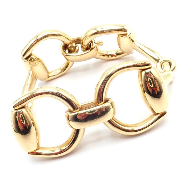 2000 - 2009 Gucci Equestrian Yellow Gold Large Horsebit Link Bracelet For Sale - Image 5 of 11