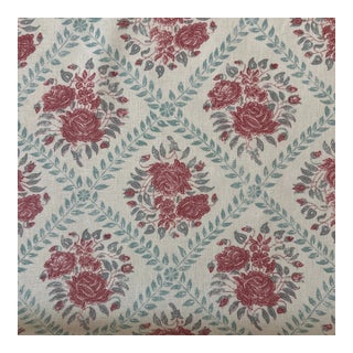Penny Morrison Rose Trellis 6 1/2 Yards Linen Fabric For Sale