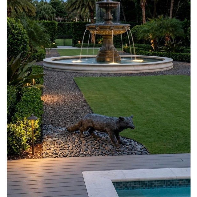 Vintage English Cast Lead Fox Garden Statuary For Sale - Image 9 of 10