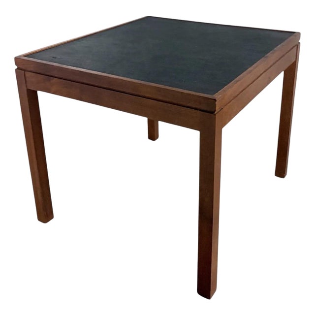 Mid-Century Modern Side Table with Black Inset Top For Sale