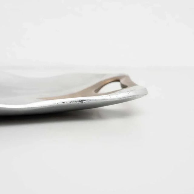 Silver Mid-Century Modern Decorative Metal Tray, 1950s For Sale - Image 8 of 10