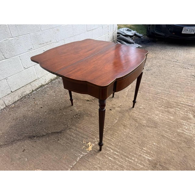 Antique Federal Style Mahogany Fold Top Console Card Table For Sale - Image 14 of 17