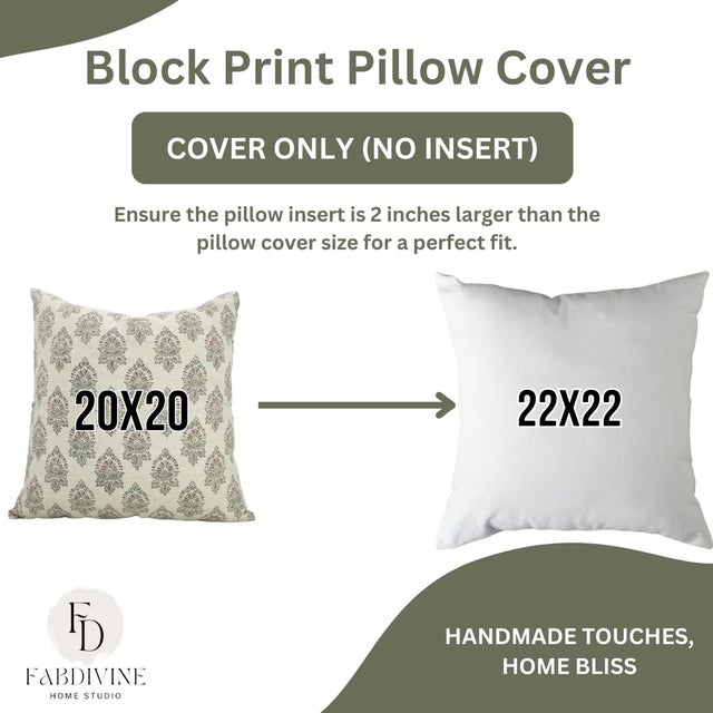 Not Yet Made - Made To Order Fabdivine Linen Blend Throw Pillow Cover Handmade Block Print, Samrat- 14x14 For Sale - Image 5 of 5