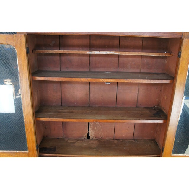 Antique Early American Stepback Farmhouse Oak Kitchen Cupboard Display Cabinet For Sale - Image 6 of 15